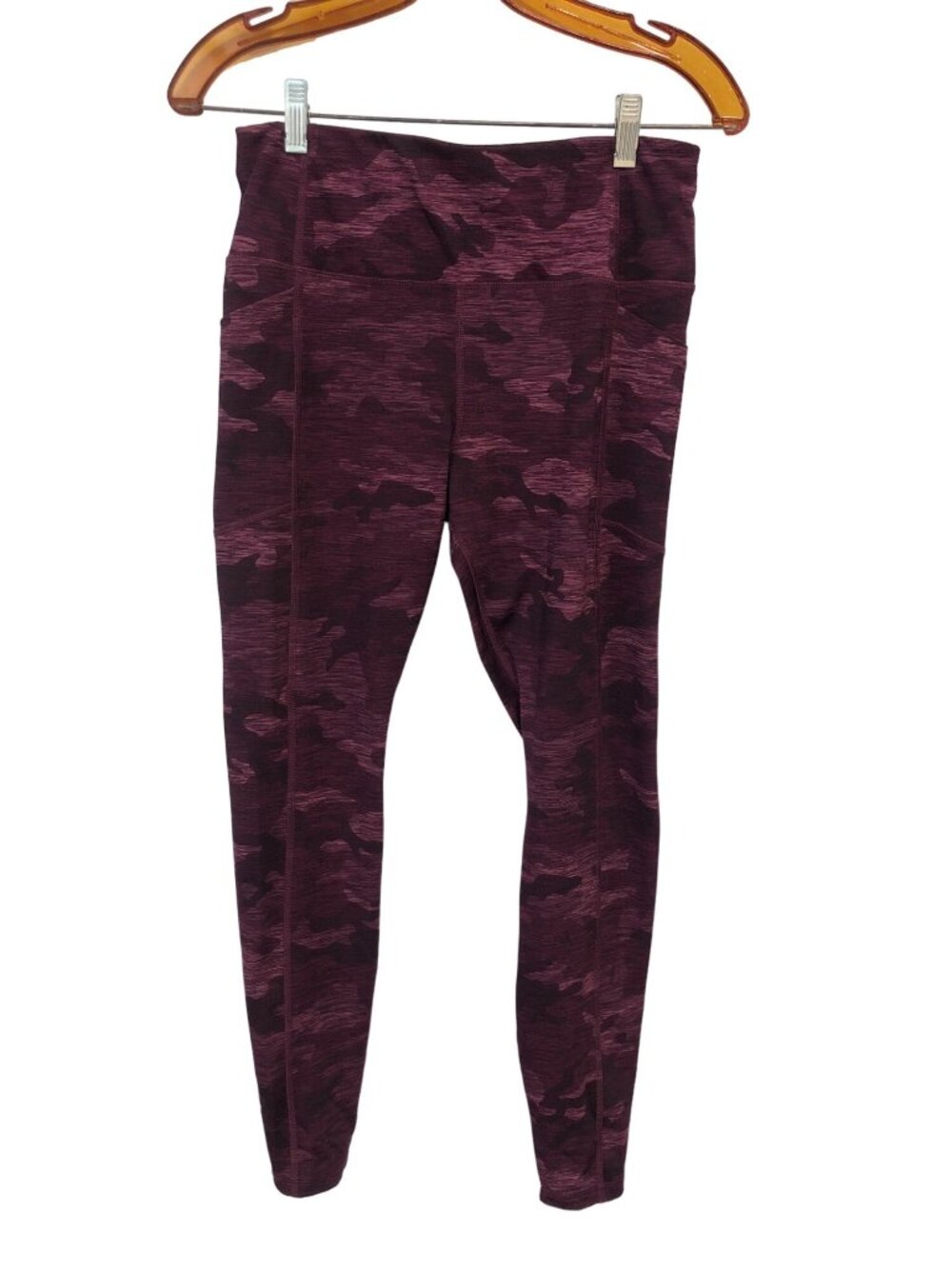 Avia Leggings Womens Size Medium 8 - 10 Maroon Marbled Activewear Pants Pockets